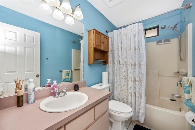 4145 W Price Blvd, North Port, FL 34286 - bathroom featuring vanity, shower / bathtub combination with curtain, and tile patterned flooring