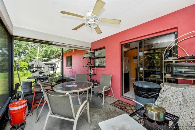 4145 W Price Blvd, North Port, FL 34286 - sunroom featuring ceiling fan and outdoor dining space