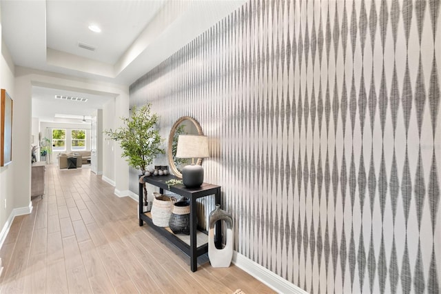 3621 Wild Blossom Pl, Parrish, FL 34219 - hall featuring baseboards and wood finished floors