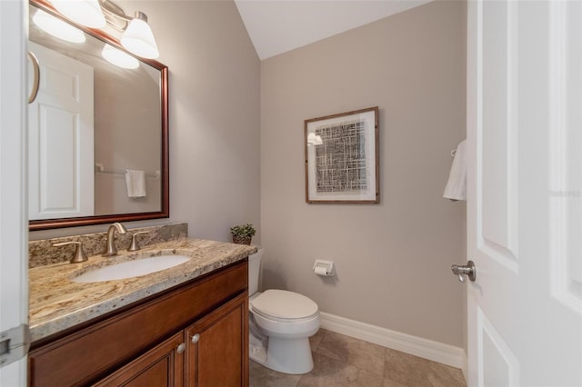 14901 17th Ave E, Bradenton, FL 34212 - half bath with vanity, tile patterned floors, and lofted ceiling