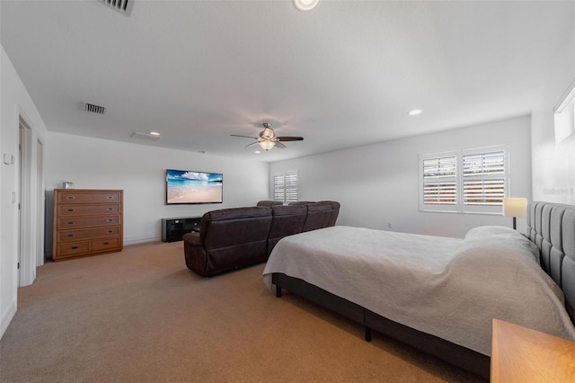 14901 17th Ave E, Bradenton, FL 34212 - bedroom with light carpet, a ceiling fan, and recessed lighting