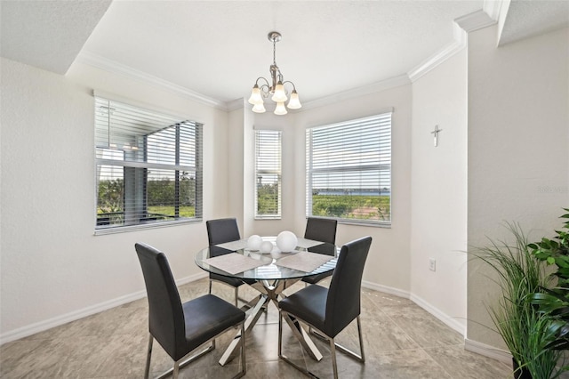 850 Tidewater Shores Loop Unit 102, Bradenton, FL 34208 - dining area featuring ornamental molding and a chandelier