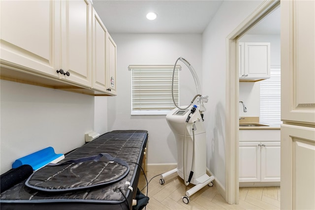 4852 Peregrine Point Cir N, Sarasota, FL 34231 - laundry area featuring cabinet space and recessed lighting