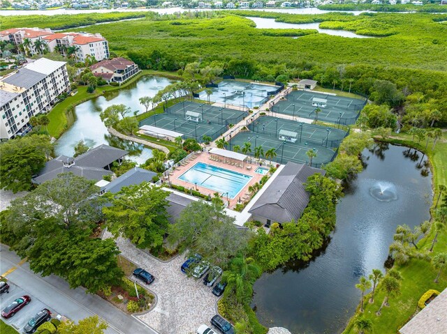 4852 Peregrine Point Cir N, Sarasota, FL 34231 - aerial overview of property's location with a nearby body of water