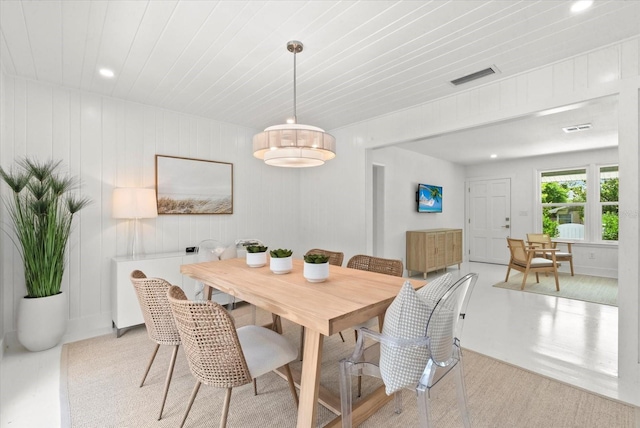 1051 Indian Beach Dr, Sarasota, FL 34234 - dining area featuring recessed lighting and wood ceiling
