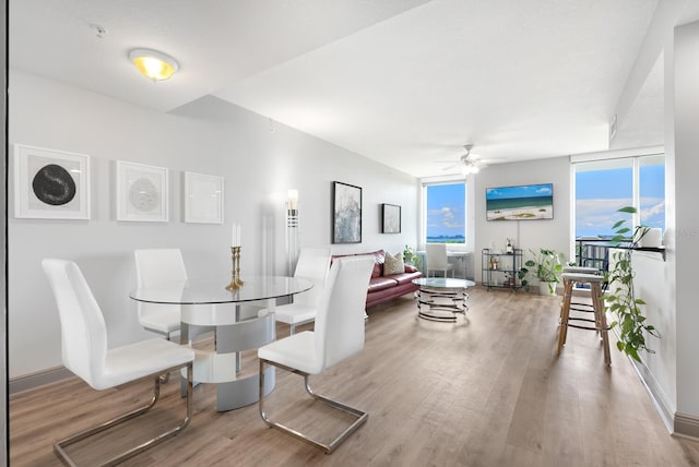 800 N Tamiami Trl Unit 405, Sarasota, FL 34236 - dining room with ceiling fan and wood finished floors