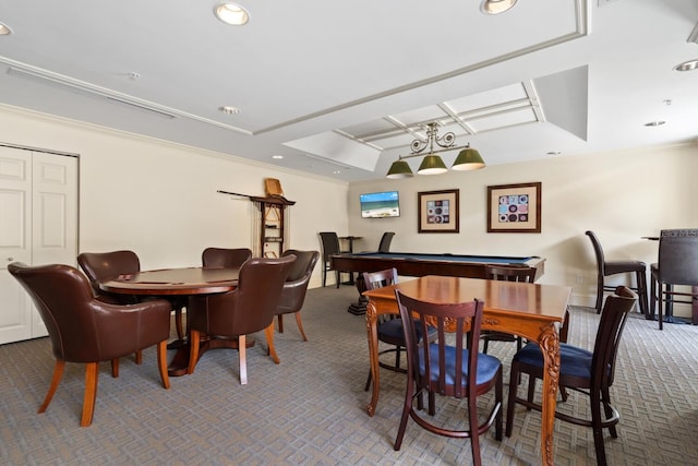 800 N Tamiami Trl Unit 405, Sarasota, FL 34236 - dining room with carpet flooring, recessed lighting, and ornamental molding