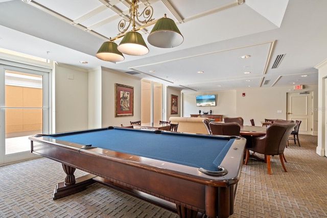 800 N Tamiami Trl Unit 405, Sarasota, FL 34236 - playroom with carpet flooring, pool table, and recessed lighting
