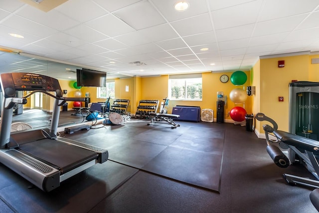 800 N Tamiami Trl Unit 405, Sarasota, FL 34236 - workout area with baseboards and a drop ceiling