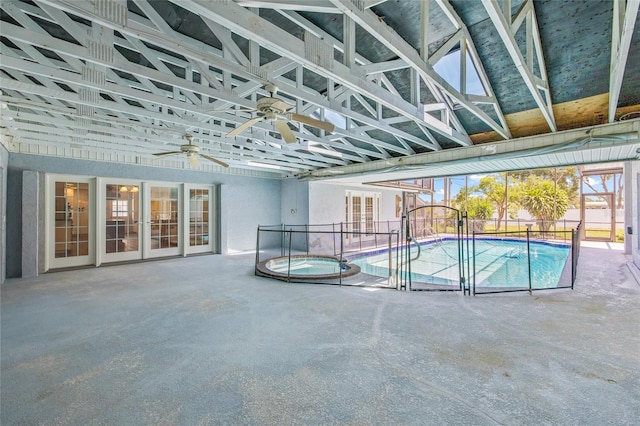 6103 6th Ave NW, Bradenton, FL 34209 - view of swimming pool featuring a ceiling fan and a pool with connected hot tub