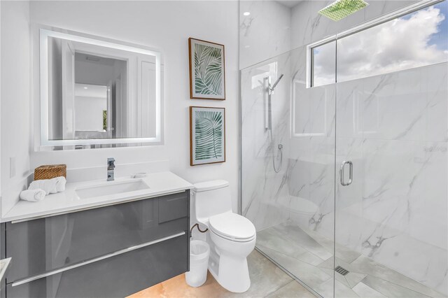 2065 Goldenrod St, Sarasota, FL 34239 - bathroom with vanity and a marble finish shower
