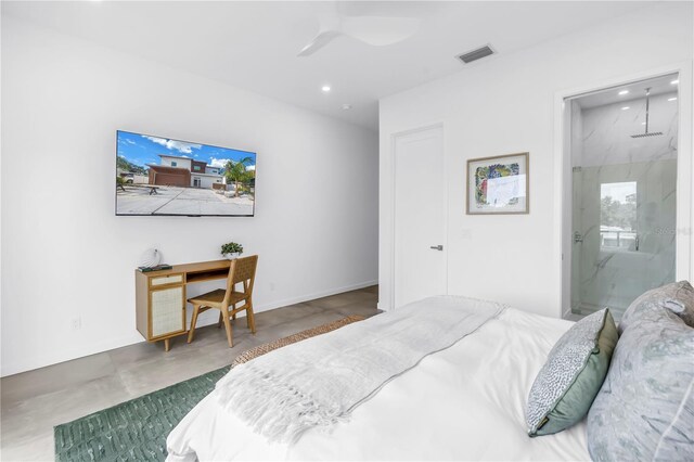 2065 Goldenrod St, Sarasota, FL 34239 - bedroom with finished concrete flooring, recessed lighting, and ensuite bath