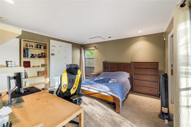 3658 Torrey Pines Way, Sarasota, FL 34238 - carpeted bedroom with crown molding and recessed lighting