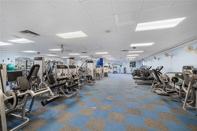 3658 Torrey Pines Way, Sarasota, FL 34238 - gym with a paneled ceiling and carpet flooring