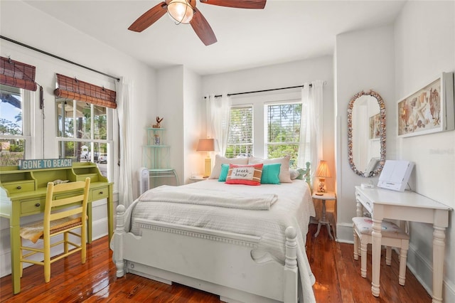 403 29th St NW, Bradenton, FL 34205 - bedroom with multiple windows, hardwood / wood-style flooring, and ceiling fan