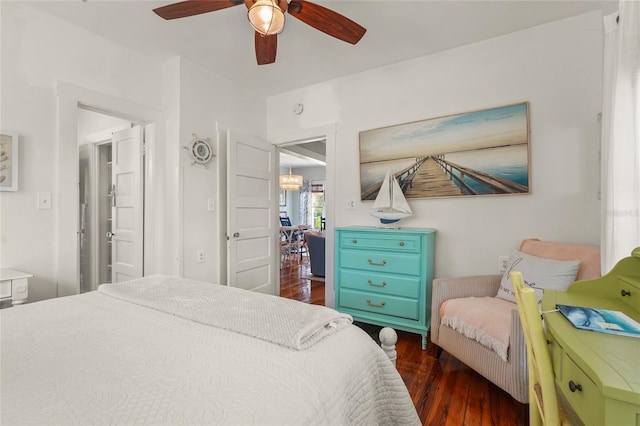 403 29th St NW, Bradenton, FL 34205 - bedroom featuring dark wood-type flooring and ceiling fan