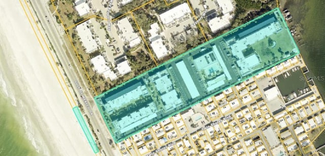 3806 Gulf Of Mexico Dr Unit C205, Longboat Key, FL 34228 - aerial view of property's location with property parcel outlined