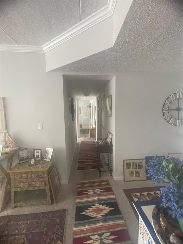 3806 Gulf Of Mexico Dr Unit C205, Longboat Key, FL 34228 - hall featuring a textured ceiling and carpet