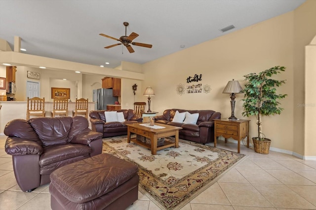 11508 30th Cv E, Parrish, FL 34219 - living area with light tile patterned floors, ceiling fan, and recessed lighting