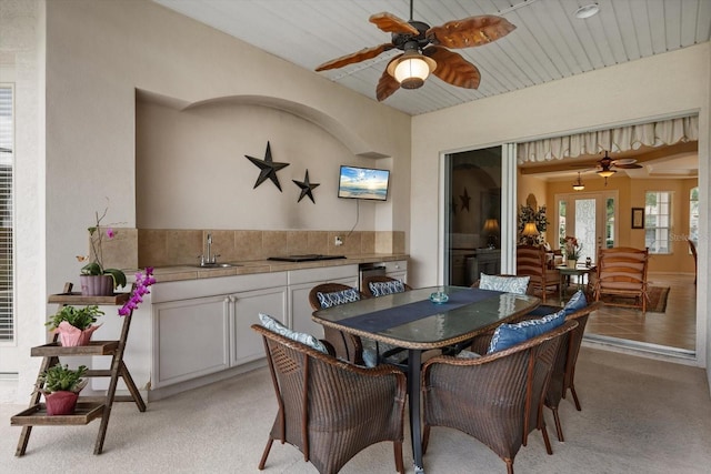 11508 30th Cv E, Parrish, FL 34219 - dining room featuring ceiling fan and light colored carpet