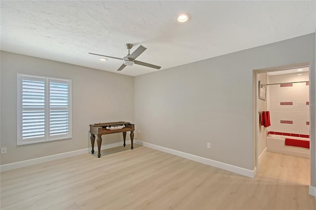 444 S Polk Dr, Sarasota, FL 34236 - spare room with ceiling fan, light wood-style flooring, and recessed lighting