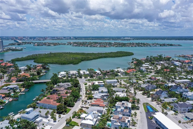 444 S Polk Dr, Sarasota, FL 34236 - aerial perspective of suburban area featuring a large body of water