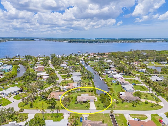 336 Highland Shores Dr, Ellenton, FL 34222 - aerial perspective of suburban area with a large body of water