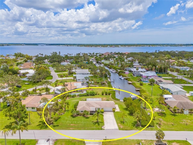 336 Highland Shores Dr, Ellenton, FL 34222 - aerial perspective of suburban area featuring a large body of water