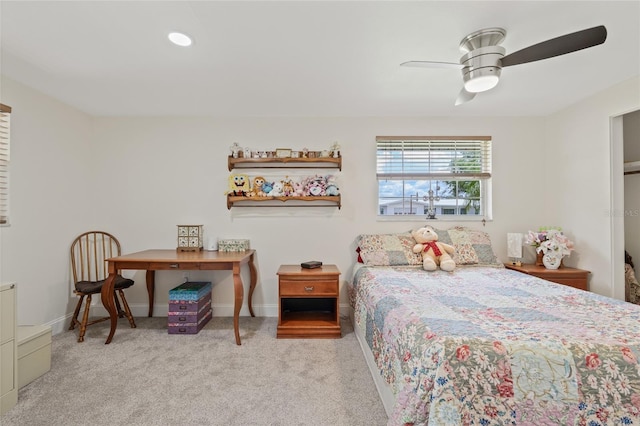 336 Highland Shores Dr, Ellenton, FL 34222 - carpeted bedroom featuring a ceiling fan and baseboards