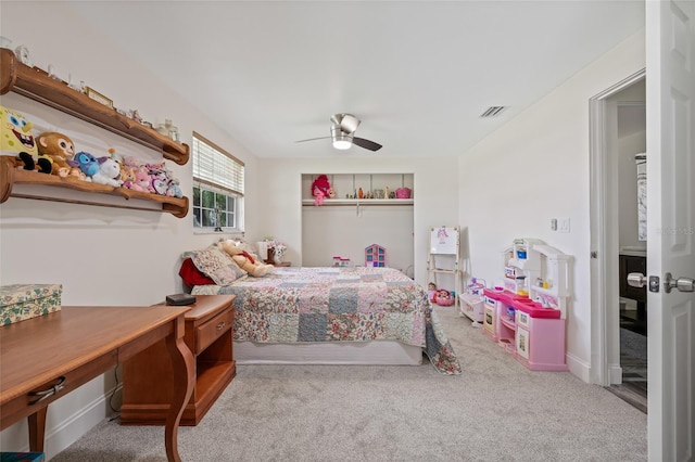 336 Highland Shores Dr, Ellenton, FL 34222 - bedroom with carpet and a ceiling fan
