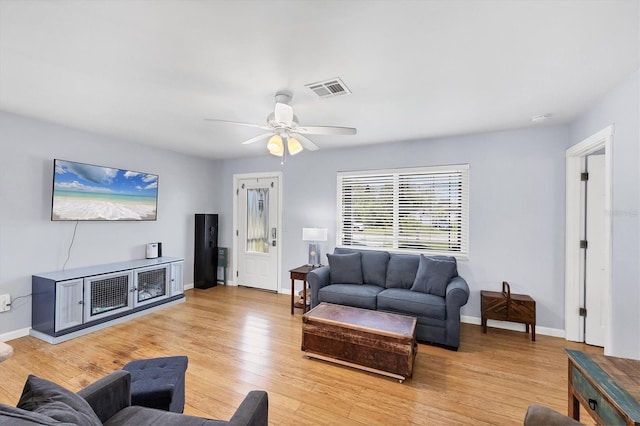 1778 N Salford Blvd, North Port, FL 34286 - living room with light wood-style flooring and ceiling fan