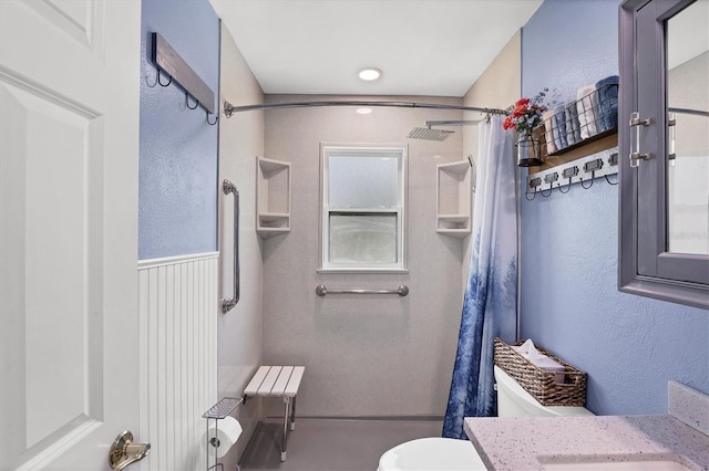 1778 N Salford Blvd, North Port, FL 34286 - full bathroom featuring vanity, a shower with shower curtain, and a textured wall