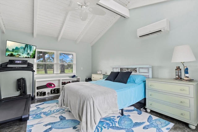 538 Magellan Dr, Sarasota, FL 34243 - bedroom featuring a wall mounted air conditioner and a ceiling fan