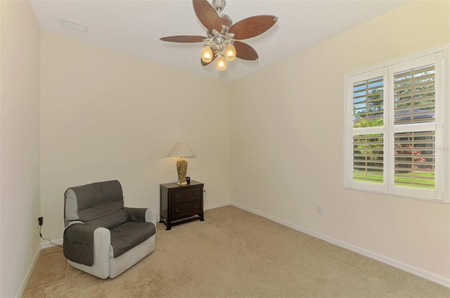 6610 Rosy Barb Ct, Lakewood Ranch, FL 34202 - sitting room with carpet flooring and ceiling fan