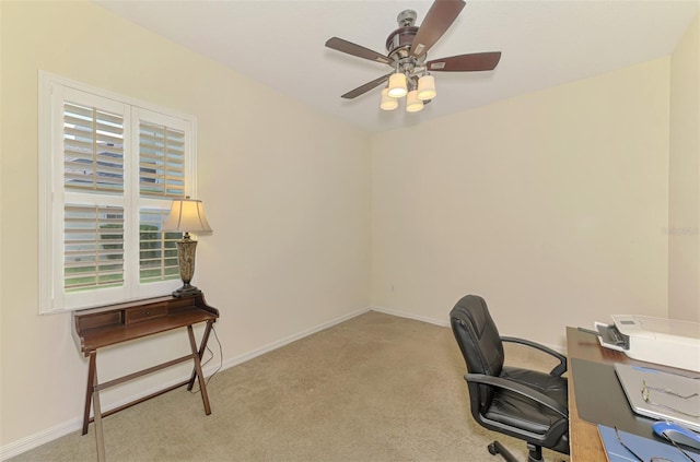 6610 Rosy Barb Ct, Lakewood Ranch, FL 34202 - carpeted home office featuring ceiling fan and baseboards