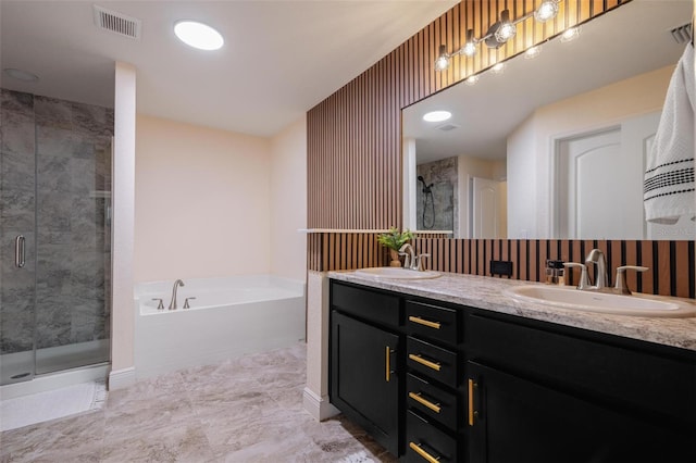 3524 Brownwood Ter, North Port, FL 34286 - full bath featuring a garden tub, a stall shower, and double vanity