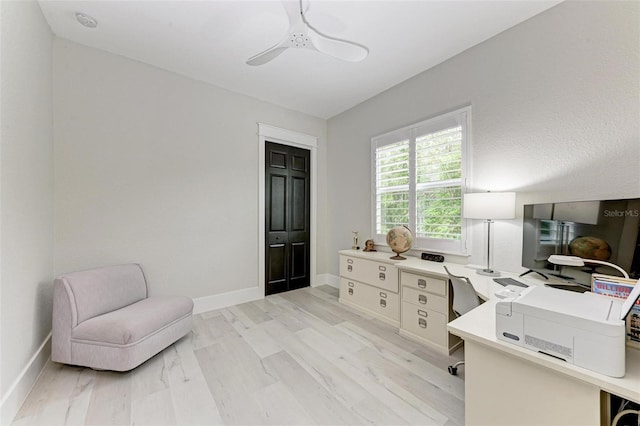12814 Daisy Pl, Bradenton, FL 34212 - office area featuring light wood-type flooring and a ceiling fan