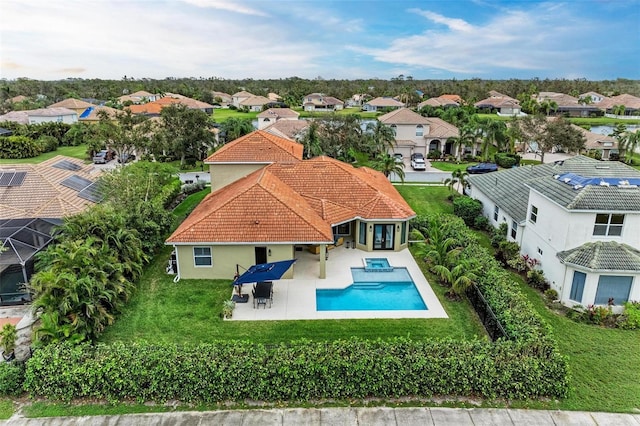12814 Daisy Pl, Bradenton, FL 34212 - aerial perspective of suburban area featuring a pool