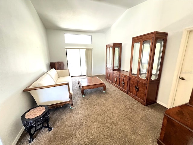 19358 Edgewater Dr, Port Charlotte, FL 33948 - living room featuring carpet floors and vaulted ceiling