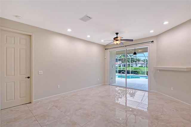 5080 Timber Chase Way, Sarasota, FL 34238 - empty room featuring ceiling fan, recessed lighting, a smoke detector, and light tile patterned floors