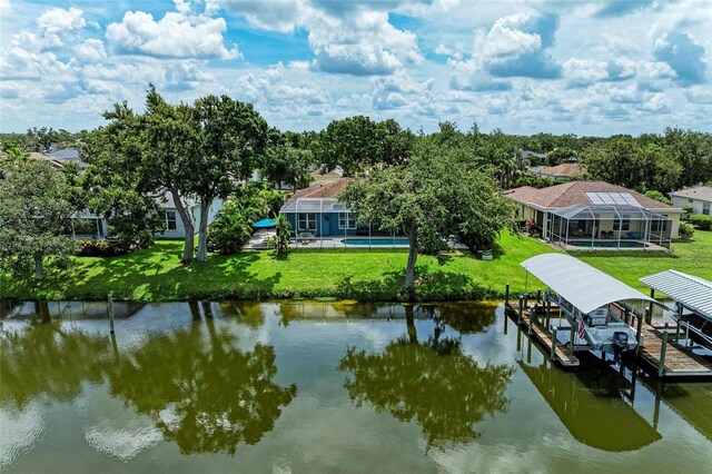 220 39th St NE, Bradenton, FL 34208 - water view featuring boat lift and a boat dock