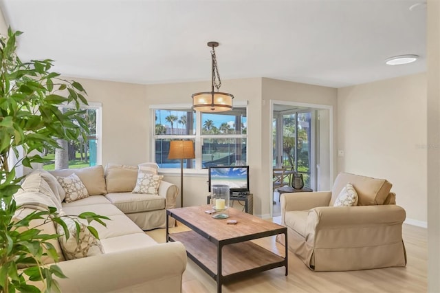 1240 Siesta Bayside Dr Unit 1240C, Sarasota, FL 34242 - living room with light wood-style flooring and baseboards
