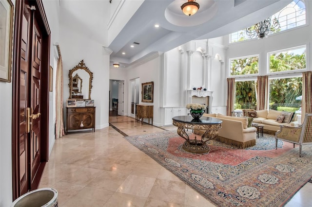 550 Dove Pointe, Osprey, FL 34229 - foyer with a high ceiling and recessed lighting
