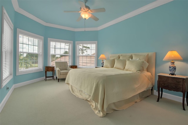 550 Dove Pointe, Osprey, FL 34229 - carpeted bedroom with crown molding and ceiling fan