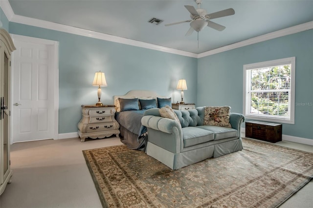 550 Dove Pointe, Osprey, FL 34229 - carpeted bedroom featuring crown molding and ceiling fan