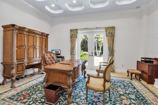 550 Dove Pointe, Osprey, FL 34229 - office space featuring french doors, ornamental molding, and a high ceiling