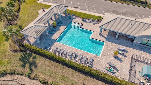 1030 Tidewater Shores Loop Unit 307, Bradenton, FL 34208 - aerial view of property and surrounding area featuring a pool