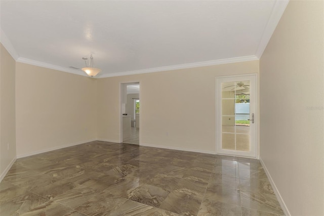 5124 Palm Aire Dr, Sarasota, FL 34243 - empty room featuring marble tiled flooring and crown molding