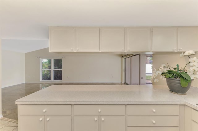 5124 Palm Aire Dr, Sarasota, FL 34243 - kitchen with light countertops, a peninsula, open floor plan, and plenty of natural light