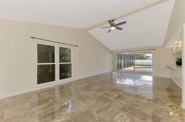 5124 Palm Aire Dr, Sarasota, FL 34243 - spare room featuring marble tiled flooring and ceiling fan